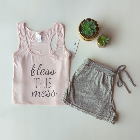 Just Be Other - Bless this Mess Blush and Grey Sleep Pajama Set